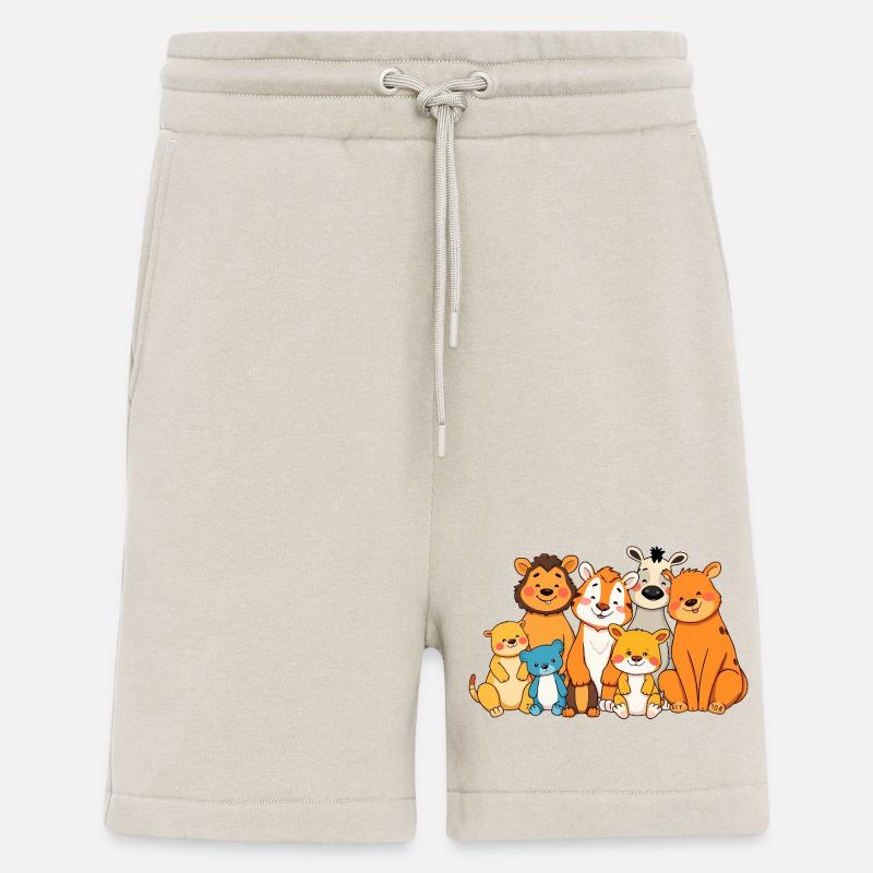 Playful Animal Family Comic Design - Shorts - made by SPREAD - WARM CLAY