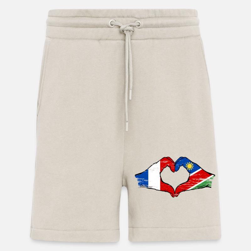Frankreich Namibia Flagge Herz used - Shorts - made by SPREAD - WARM CLAY