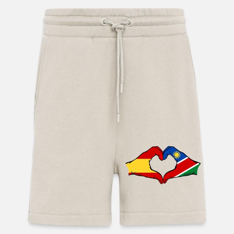 Spain Namibia Flag Hands Heart Shape - Shorts - made by SPREAD - WARM CLAY