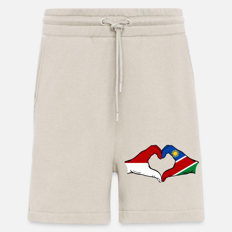 Indonesien_Namibia_Flagge_Haende_Herzform - Short bio décontracté fabriqué en UE - WARM CLAY