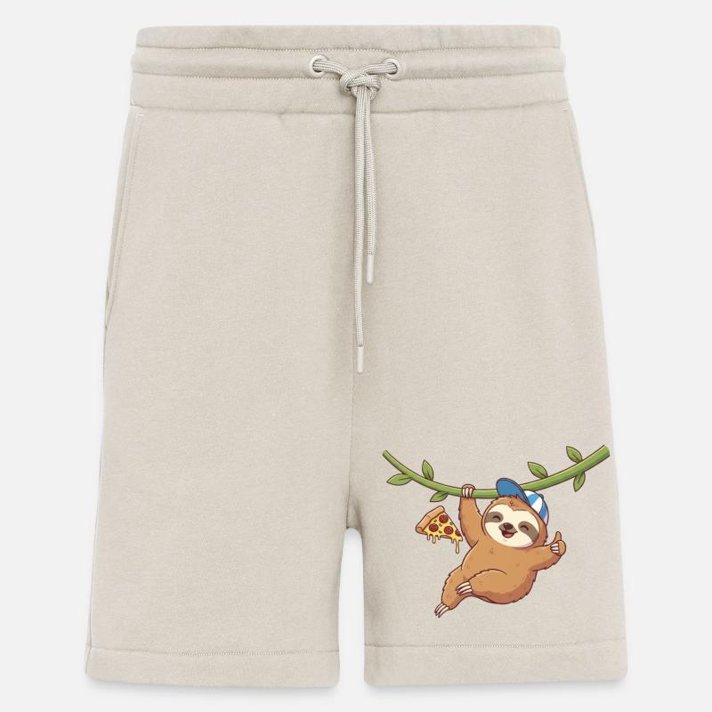 Cute sloth with pizza and cap - Shorts - made by SPREAD - WARM CLAY