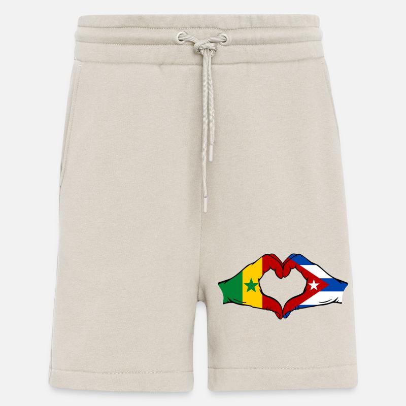 Senegal Cuba Flag Hands Heart Shape - Shorts - made by SPREAD - WARM CLAY