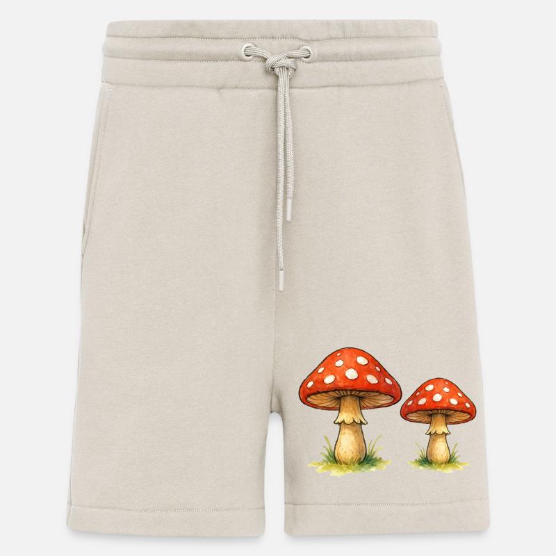 Red toadstools in the grass - Shorts - made by SPREAD - WARM CLAY