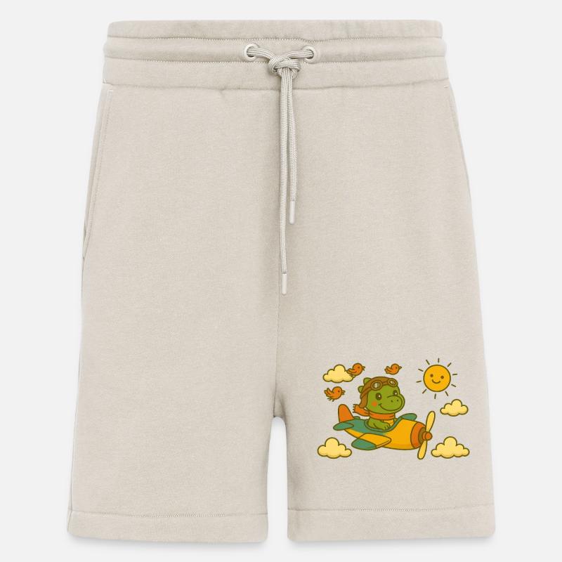 ☀️ Dino Doni au-dessus des nuages ✈️ - Short bio décontracté fabriqué en UE - WARM CLAY