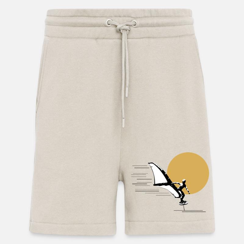 Wingfoiler devant le soleil - Short bio décontracté fabriqué en UE - WARM CLAY