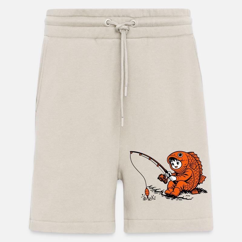 Garçon en costume de poisson pêcheant - Short bio décontracté fabriqué en UE - WARM CLAY