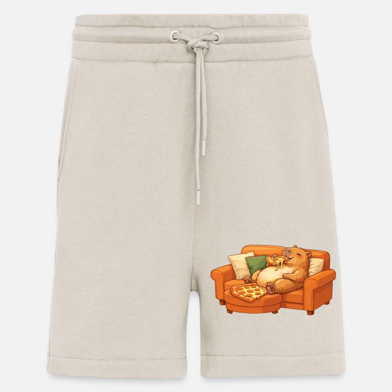 Canapé Capybara Pizza Détendu Motif Relax - Short bio décontracté fabriqué en UE - WARM CLAY
