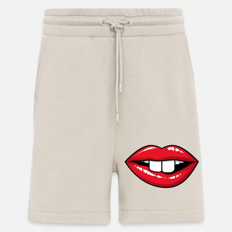 Red lips with rabbit teeth - Shorts - made by SPREAD - WARM CLAY