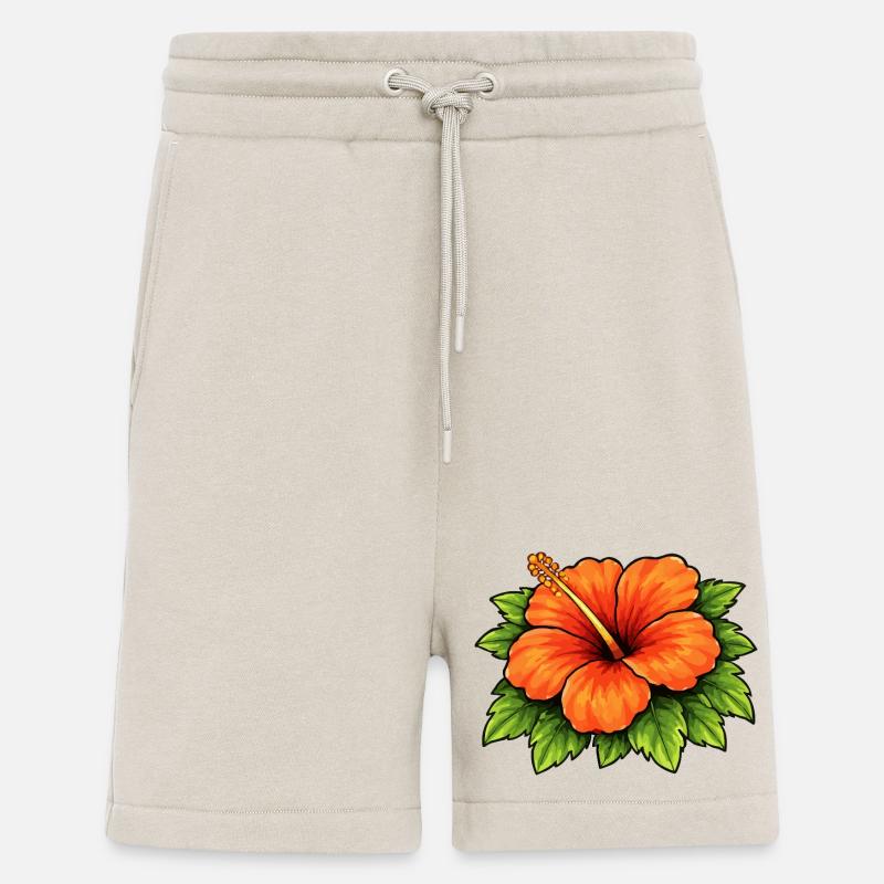 Floraison tropicale de l’hibiscus - Short bio décontracté fabriqué en UE - WARM CLAY
