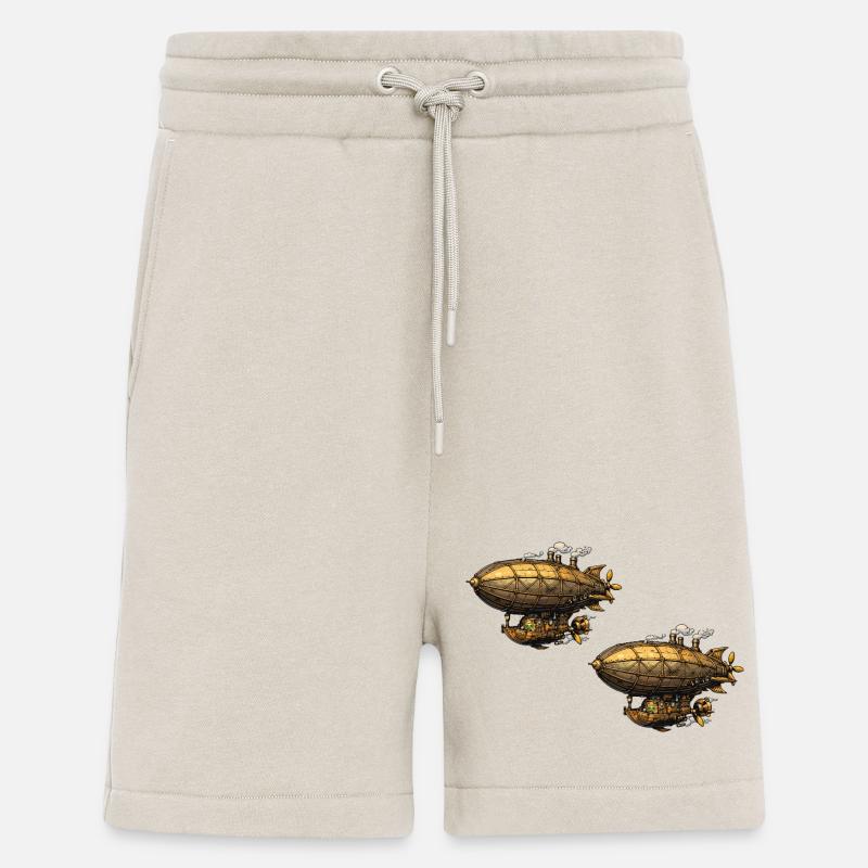Steampunk-ilmalaivat Zeppelin - Organic Relaxed shortsit Made in EU - WARM CLAY