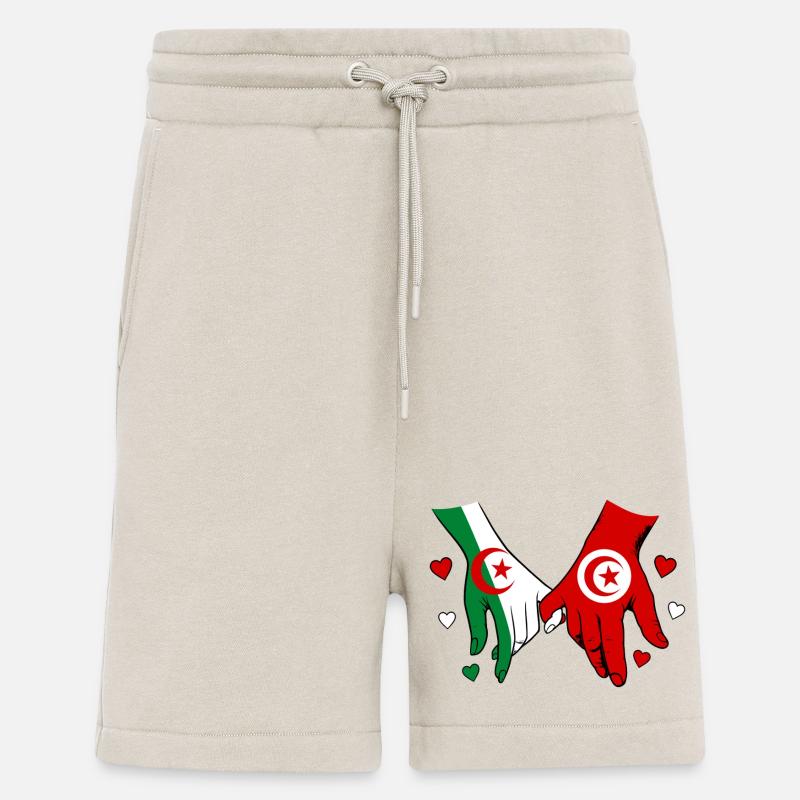 Algérie-Tunisie Drapeau main dans la main - Short bio décontracté fabriqué en UE - WARM CLAY
