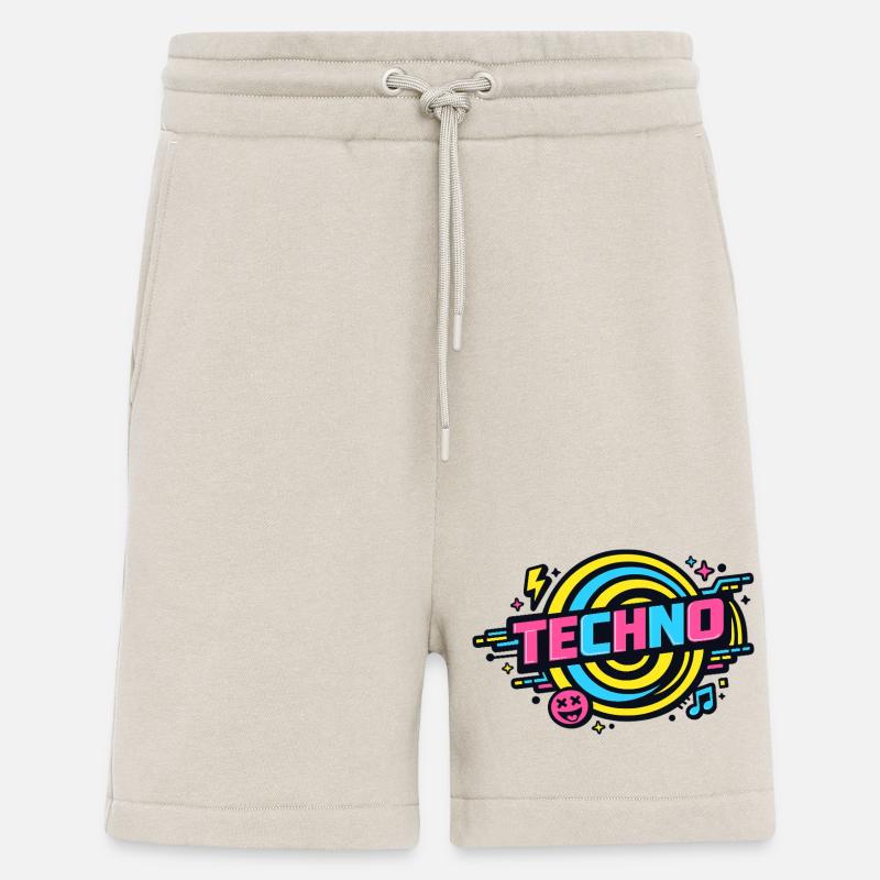 Techno Neon Retro Circle - Short bio décontracté fabriqué en UE - WARM CLAY