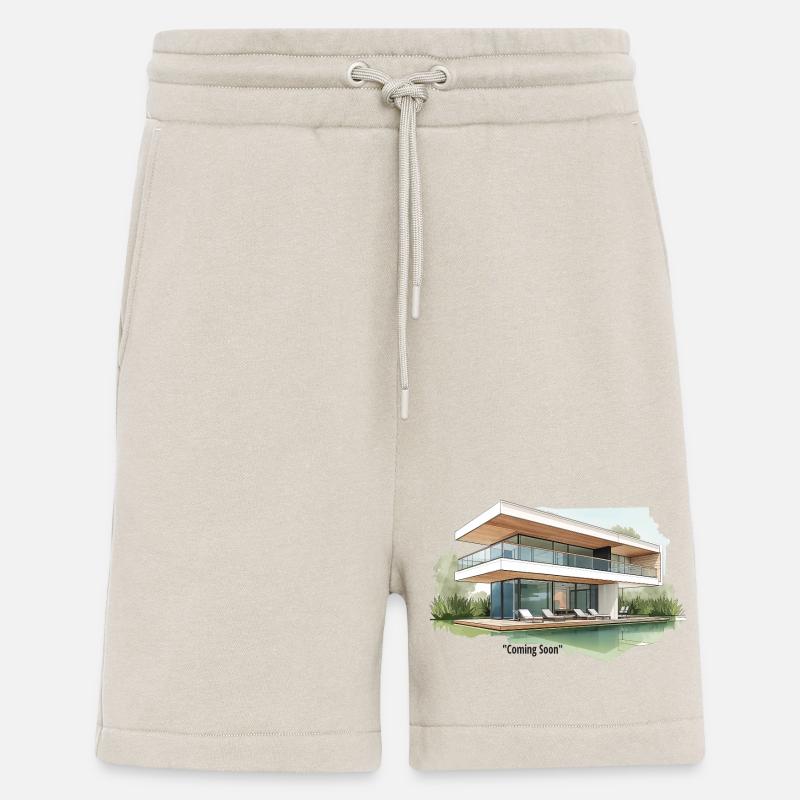 Bientôt illustration de villa moderne - Short bio décontracté fabriqué en UE - WARM CLAY
