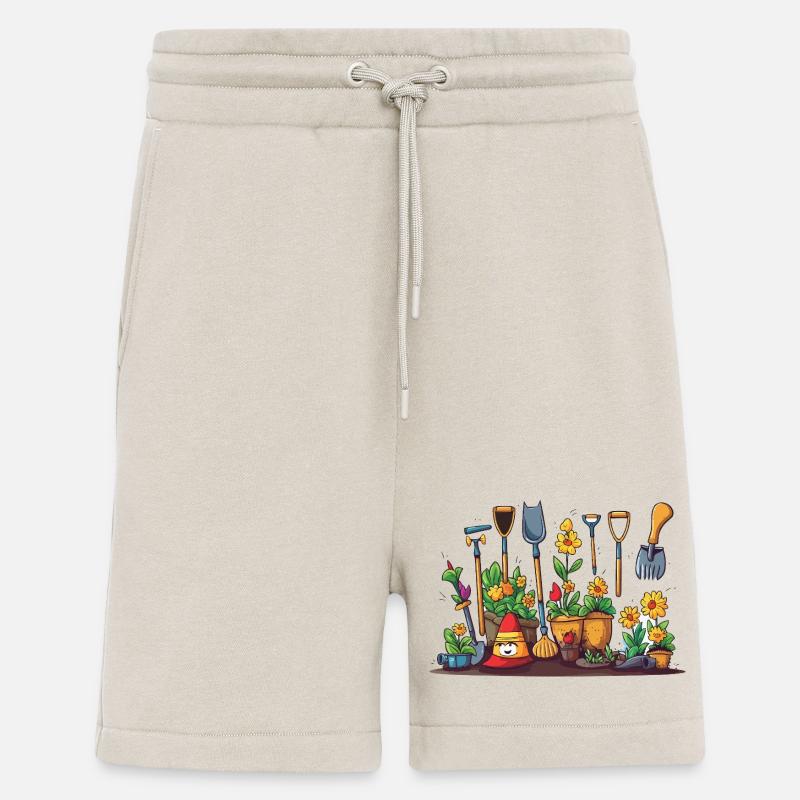 Gartenwerkzeug Blüten Szene - Shorts - made by SPREAD - WARM CLAY