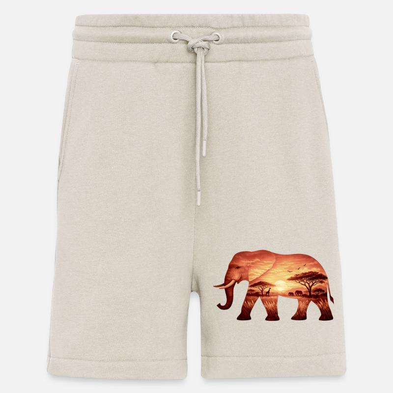 Elephant on Savannah - Shorts - made by SPREAD - WARM CLAY