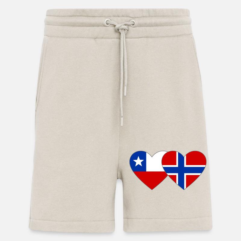 Chile Norwegen Flagge Herz - Shorts - made by SPREAD - WARM CLAY