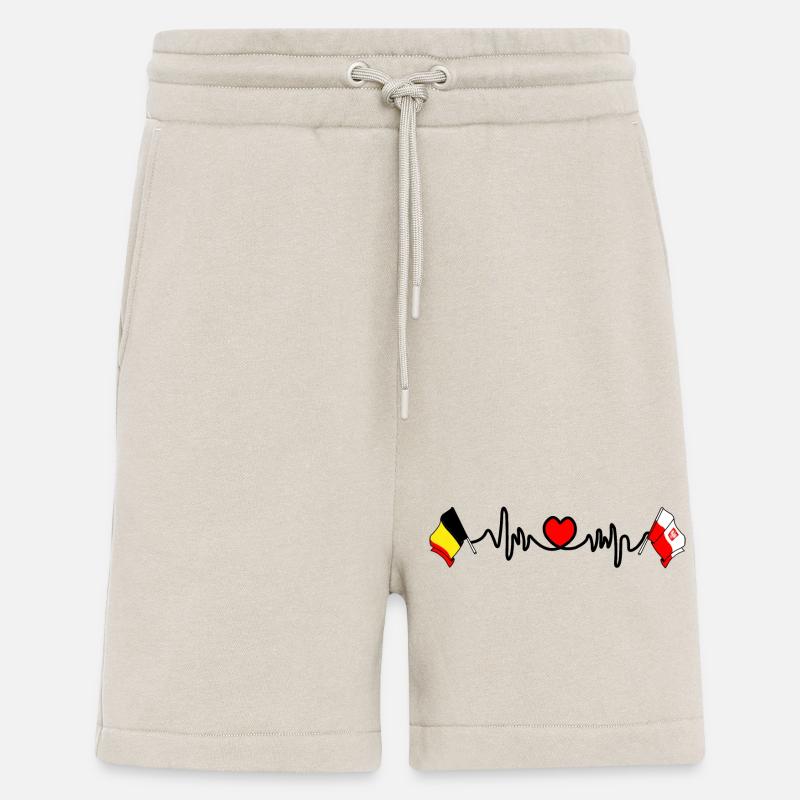 Cardio heart Drapeau Belgique, drapeau Pologne - Short bio décontracté fabriqué en UE - WARM CLAY