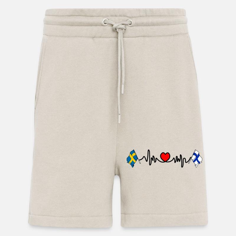Cardio coeur Drapeau Suède, drapeau Finlande - Short bio décontracté fabriqué en UE - WARM CLAY