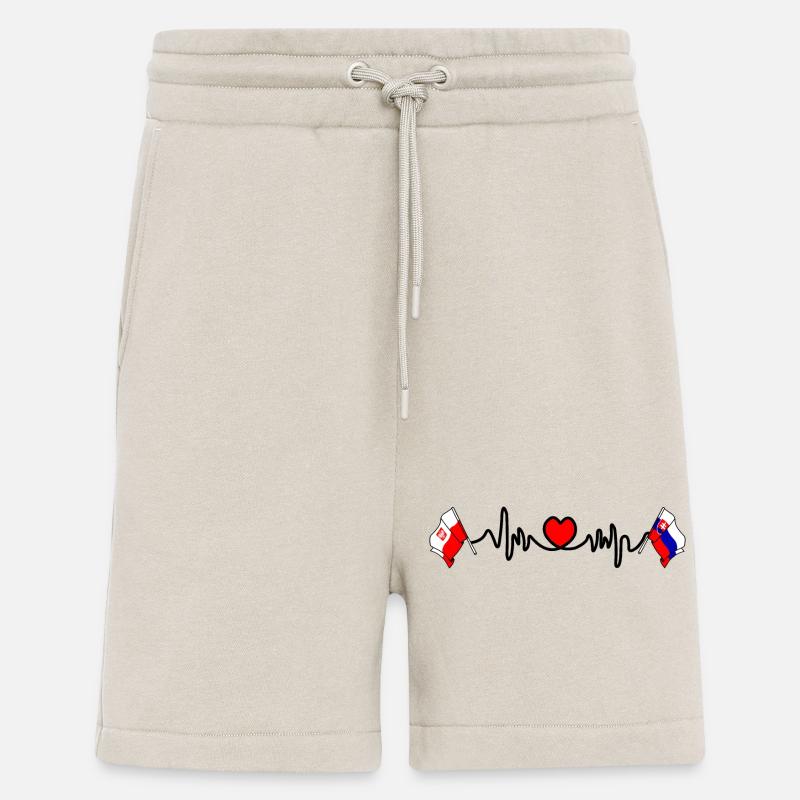 Cardio cardiaque Drapeau Pologne, Slovaquie - Short bio décontracté fabriqué en UE - WARM CLAY