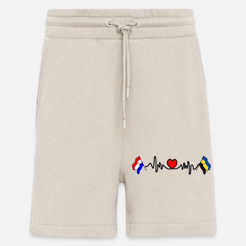 Cardio coeur Drapeau Pays-Bas, drapeau Gueldre - Short bio décontracté fabriqué en UE - WARM CLAY