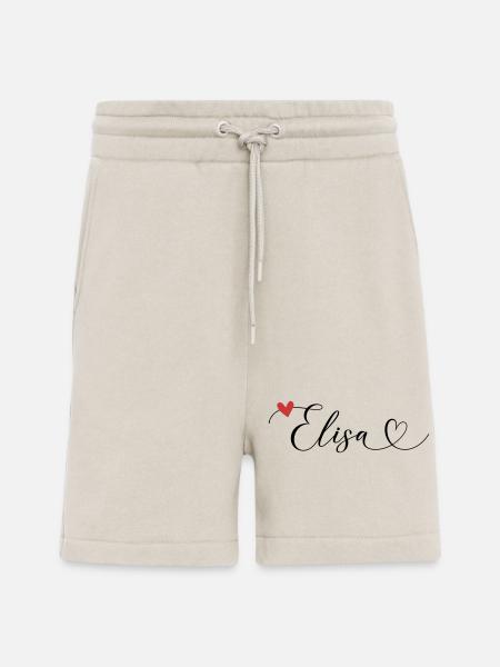 Elisa Apellido Nombre Caligrafía Corazón - Pantalones cortos ecológicos de corte relaxed fabricados en la UE - WARM CLAY