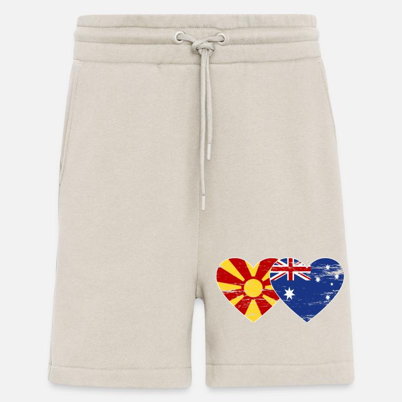 Macédoine Australie Drapeau Coeur Utilisé - Short bio décontracté fabriqué en UE - WARM CLAY