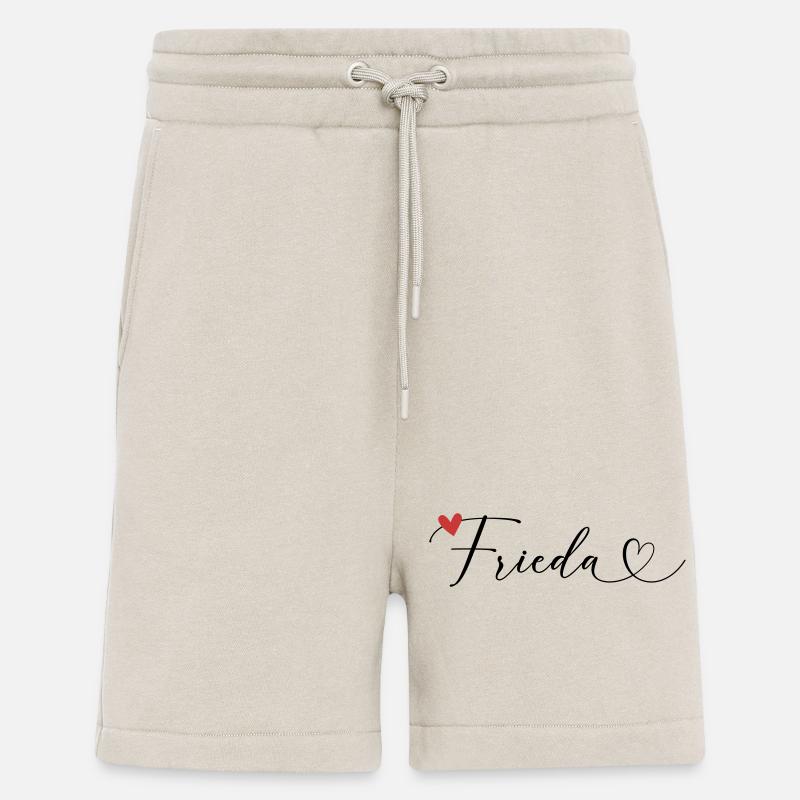 Frieda Nom Prénom Calligraphie coeur - Short bio décontracté fabriqué en UE - WARM CLAY