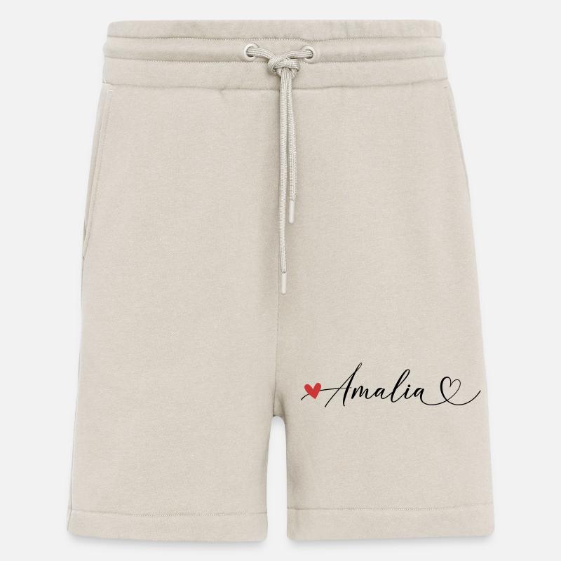 Amalia Nom Prénom Calligraphie coeur - Short bio décontracté fabriqué en UE - WARM CLAY
