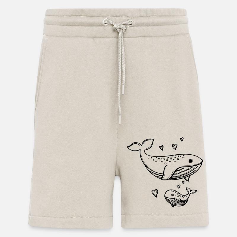 Maman baleine et bébé baleine - Short bio décontracté fabriqué en UE - WARM CLAY