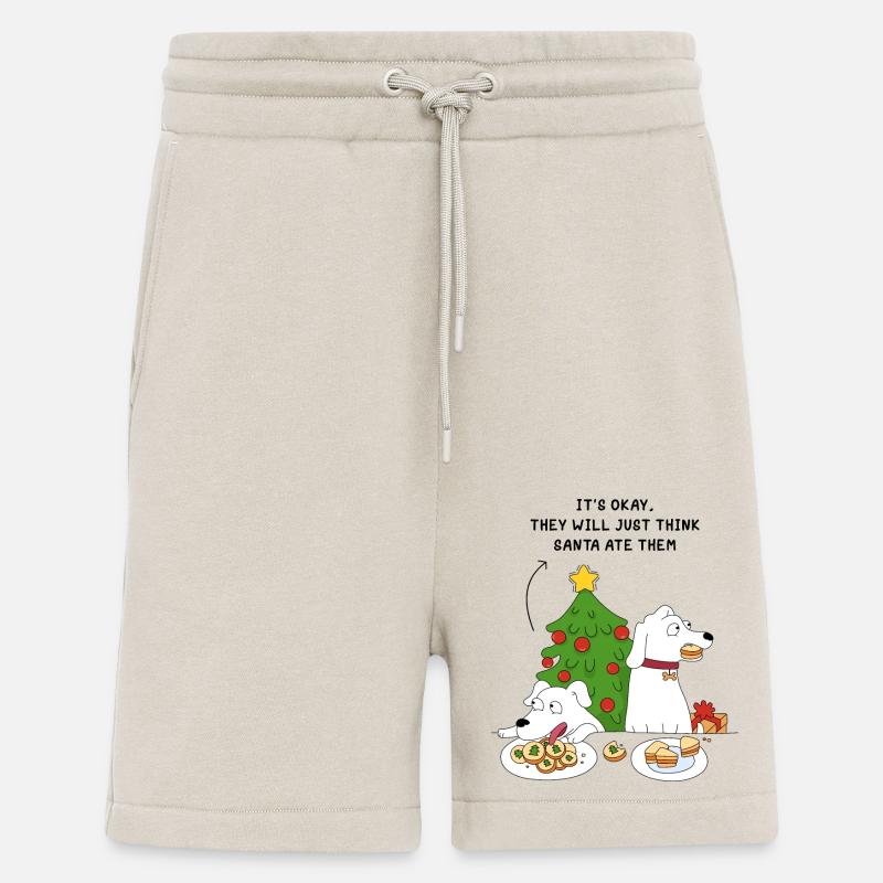 Chiens et biscuits de Noël - Short bio décontracté fabriqué en UE - WARM CLAY