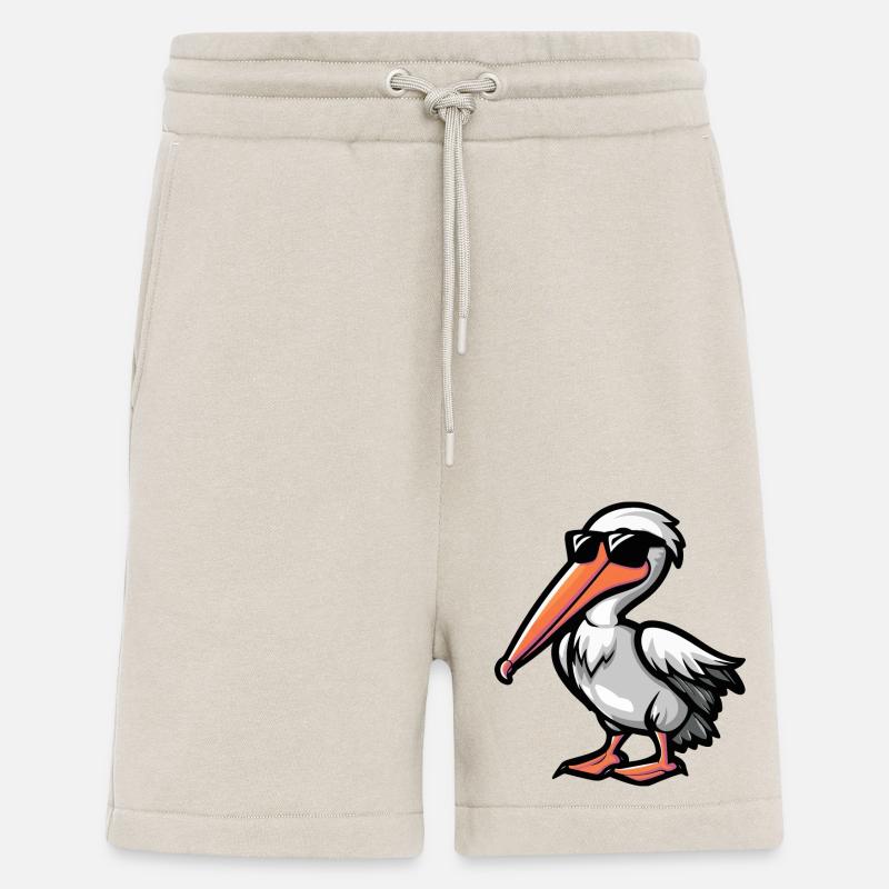 Pélican oiseau bande dessinée Cool - Short bio décontracté fabriqué en UE - WARM CLAY