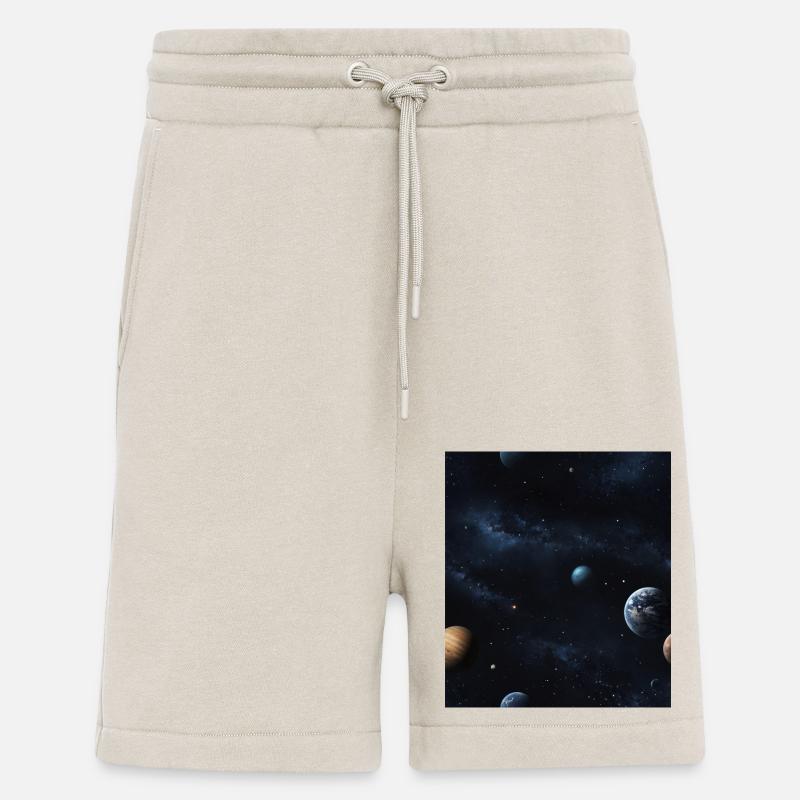 Planètes dans l’espace - Short bio décontracté fabriqué en UE - WARM CLAY