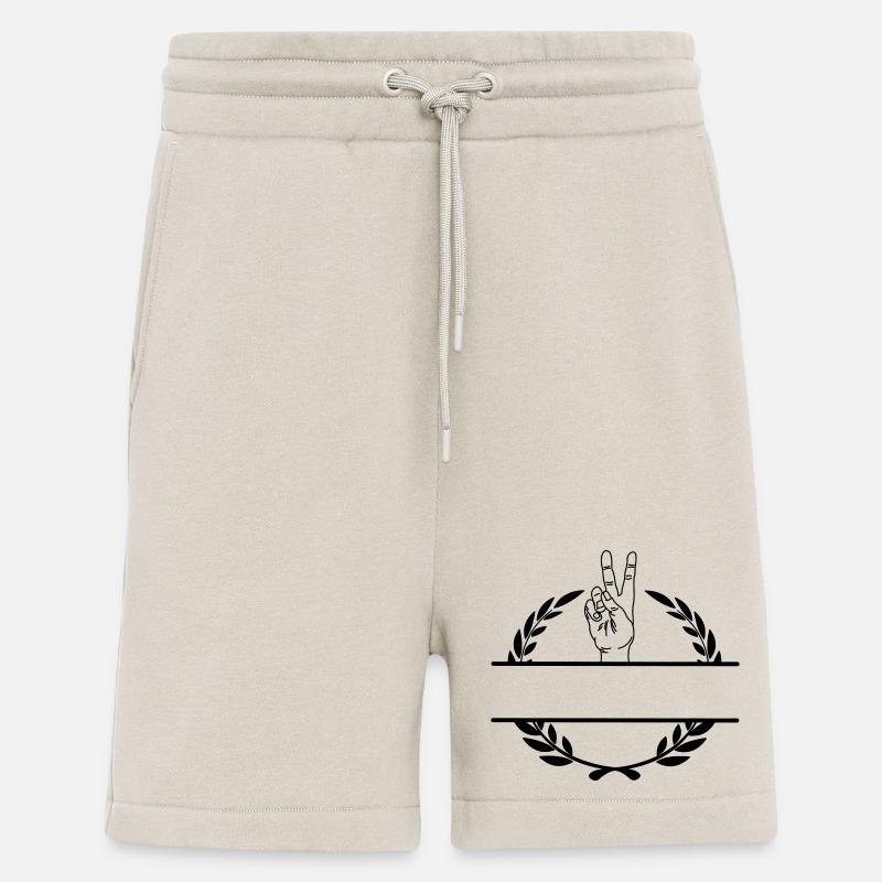 Friedenszeichenhand im Lorbeerkranzmonogramm - Shorts - made by SPREAD - WARM CLAY