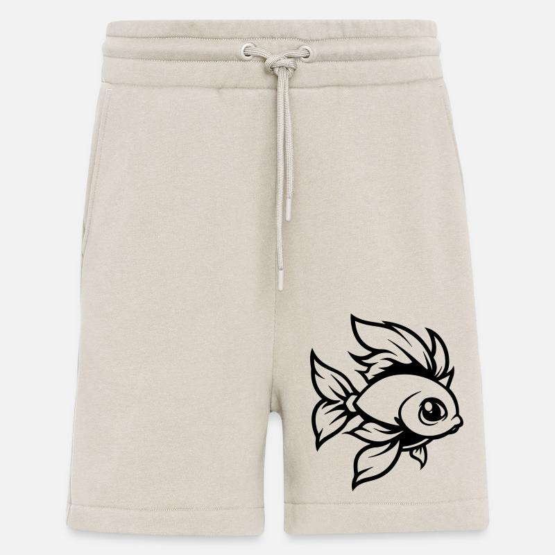 Poisson rouge Poisson Bande Dessinée - Short bio décontracté fabriqué en UE - WARM CLAY
