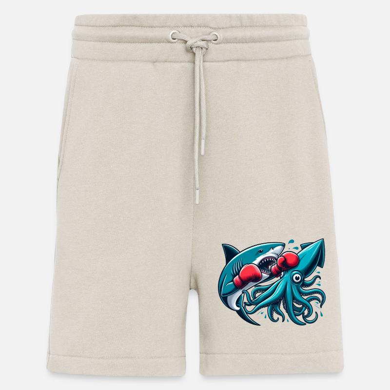 Shark Vs Octopus Funny Animals - Shorts - made by SPREAD - WARM CLAY