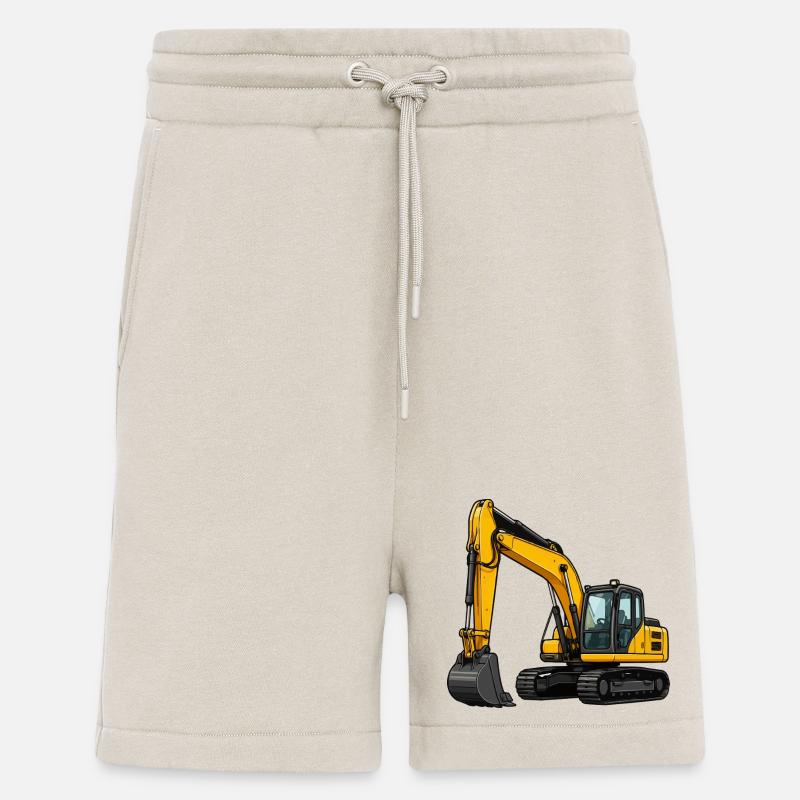 Yellow excavator on construction site - Shorts - made by SPREAD - WARM CLAY