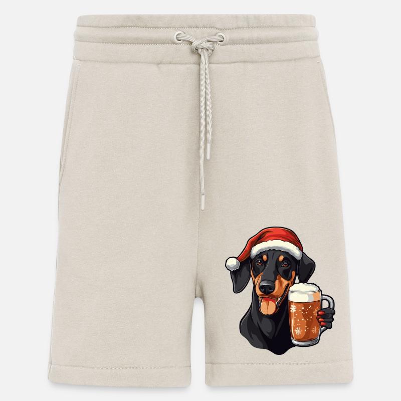 Doberman Chien Bière Noël - Short bio décontracté fabriqué en UE - WARM CLAY