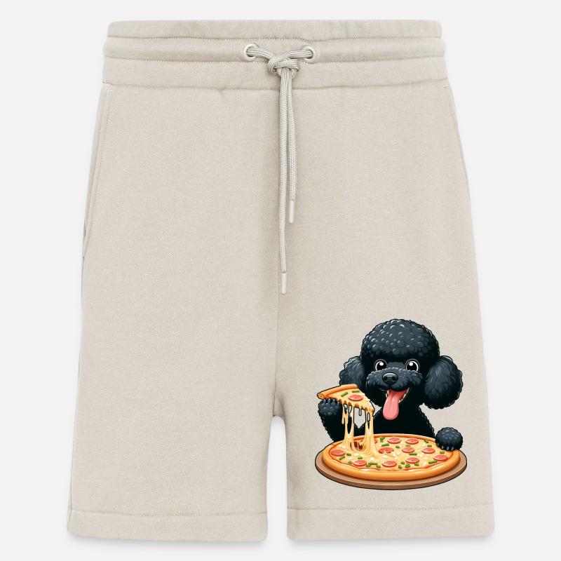 Comic Poodle with Pizza - Shorts - made by SPREAD - WARM CLAY