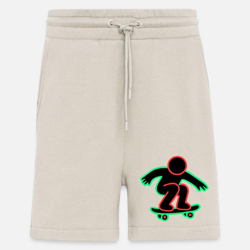 Dessin au trait de skateboarder néon - Short bio décontracté fabriqué en UE - WARM CLAY