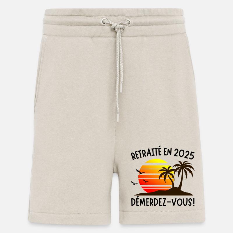Retraité en 2025 – Démerdez-vous ! Soleil & Palmie - Short bio décontracté fabriqué en UE - WARM CLAY