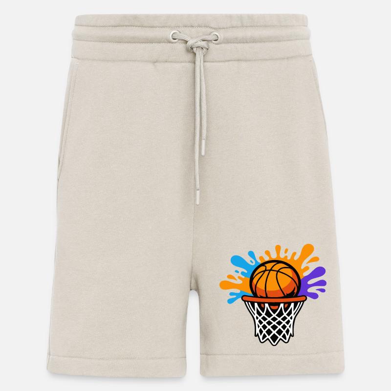 Basketball Splash Dunk Design graphique - Short bio décontracté fabriqué en UE - WARM CLAY