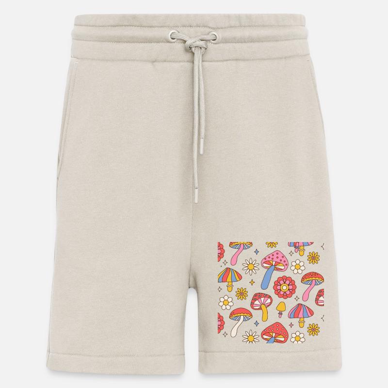 Retro Mushroom Flower Pattern 70s Design - Shorts - made by SPREAD - WARM CLAY