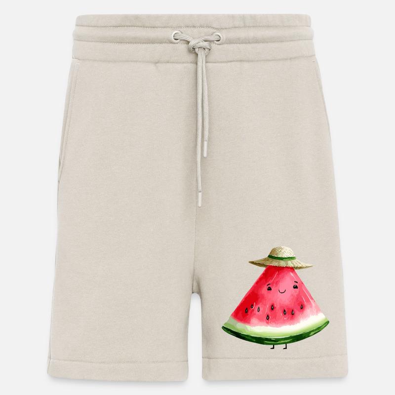 Pastèque Kawaii avec chapeau de soleil - Short bio décontracté fabriqué en UE - WARM CLAY