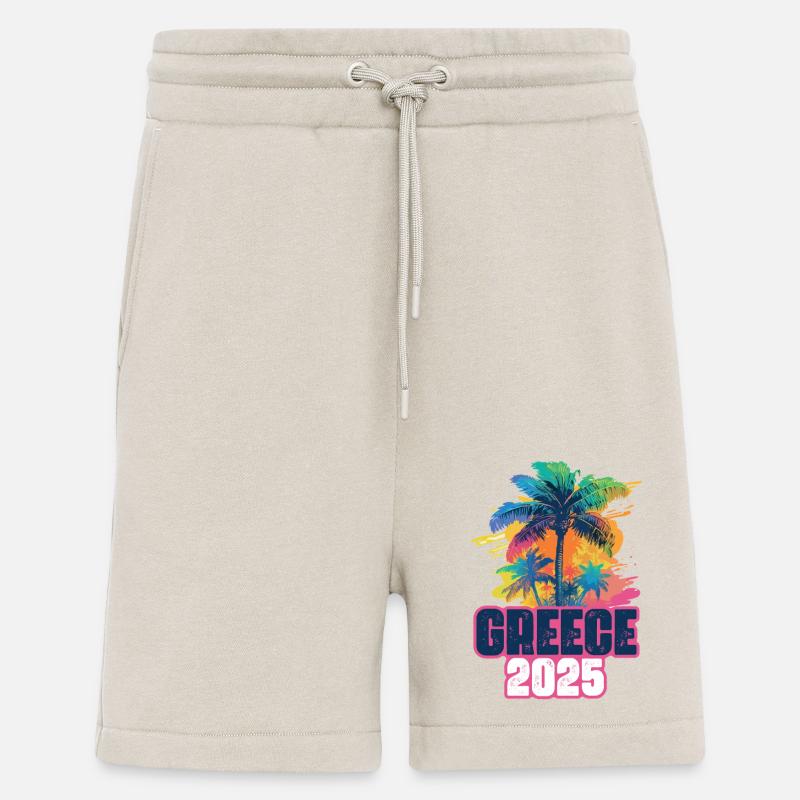 Grèce 2025 Palmiers de vacances - Short bio décontracté fabriqué en UE - WARM CLAY