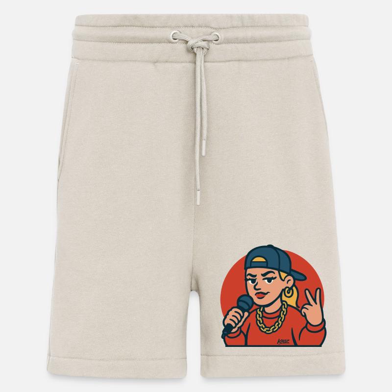 Diva du rap avec micro - Short bio décontracté fabriqué en UE - WARM CLAY