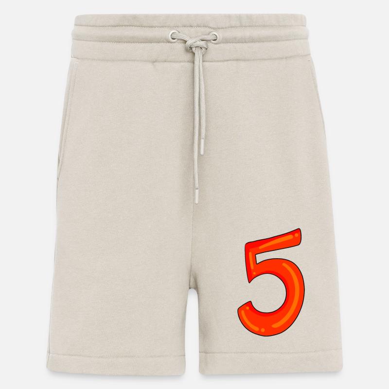 Number 5 red number five - Shorts - made by SPREAD - WARM CLAY