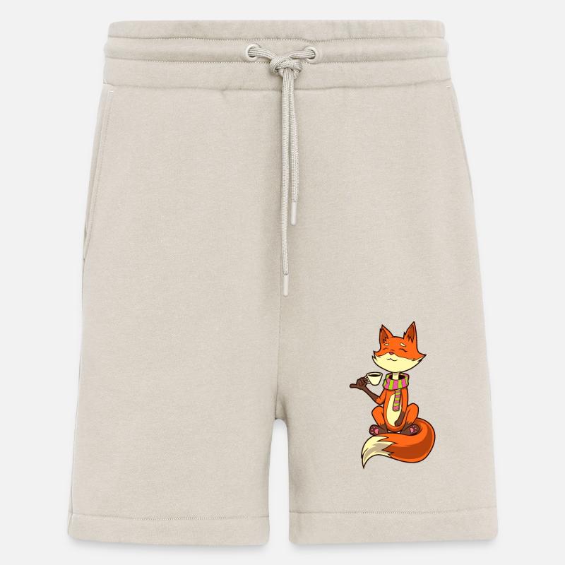 Fox drinks coffee - coffee drinker - Shorts - made by SPREAD - WARM CLAY