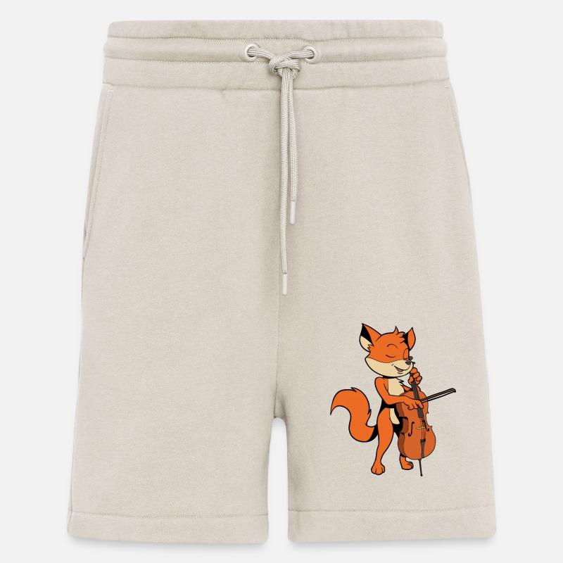 Comic Fuchs joue du violoncelle - Short bio décontracté fabriqué en UE - WARM CLAY