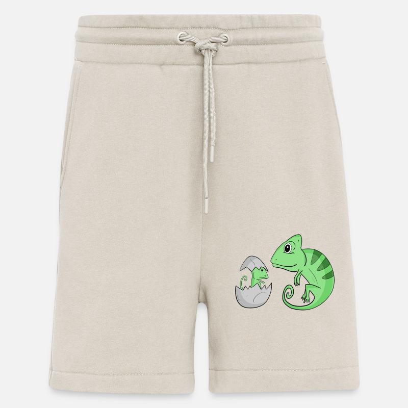 Caméléon avec bébé caméléon - Short bio décontracté fabriqué en UE - WARM CLAY