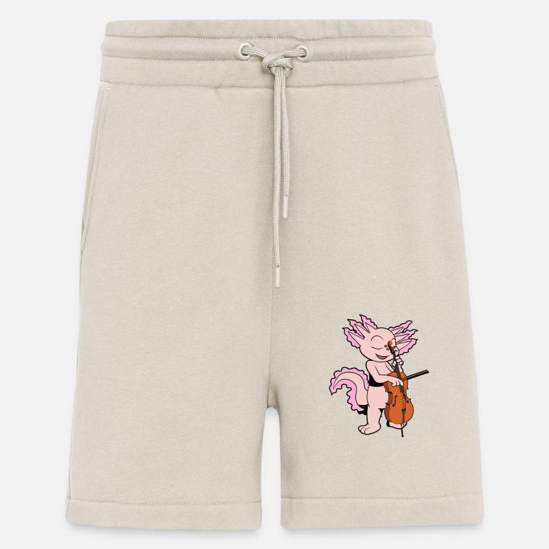 Comic Axolotl joue du violoncelle - Short bio décontracté fabriqué en UE - WARM CLAY